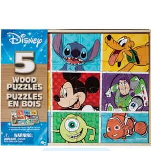 New Disney 5 Wood Puzzles Set